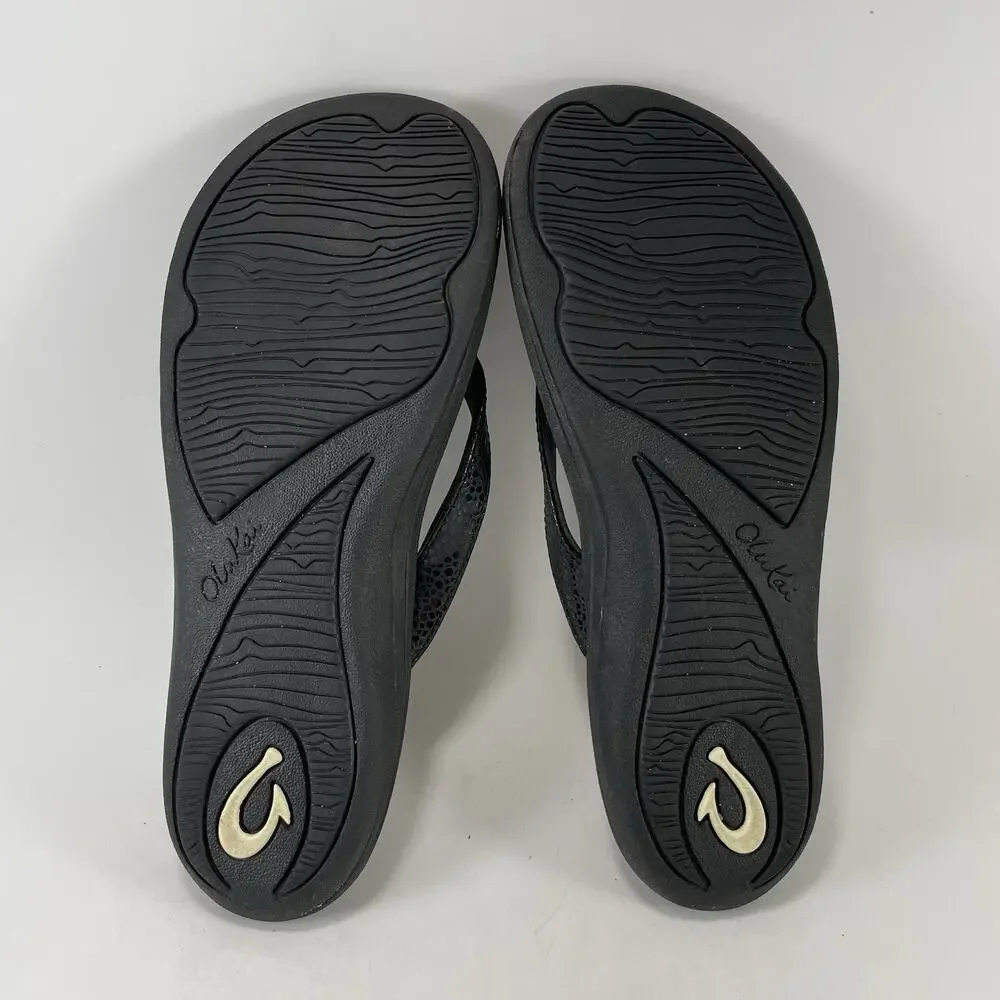 OluKai Kulapa Kai Womens Size 9 Black Charcoal Thong Flip Flop Sandal 20198-4040